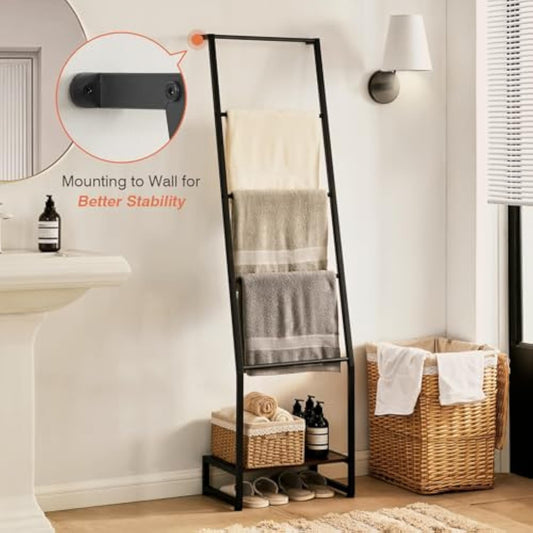 Farmhouse Ladder Rack – 5.2ft Blanket Display Shelf